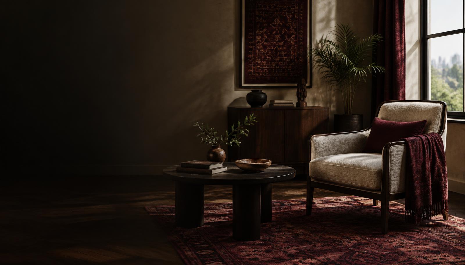 A quiet advisory meeting space awaiting a conversation